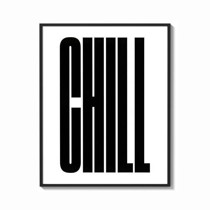 Framed Chill print shown as a bold statement piece on a clean gallery wall