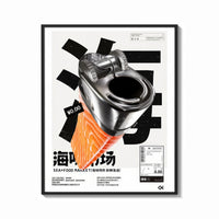 Framed Chrome Salmon Lighter Seafood Market print shown as a bold statement piece on a clean gallery wall