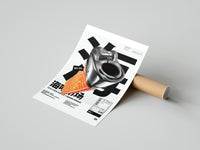 Gently curled Chrome Salmon Lighter Seafood Market print beside its protective shipping tube