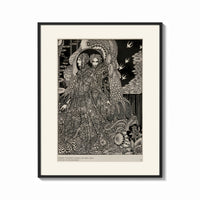 Framed Two ornately robed figures embracing print shown as a bold statement piece on a clean gallery wall