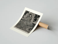 Rolled Two ornately robed figures embracing poster beside its crush-resistant kraft shipping tube