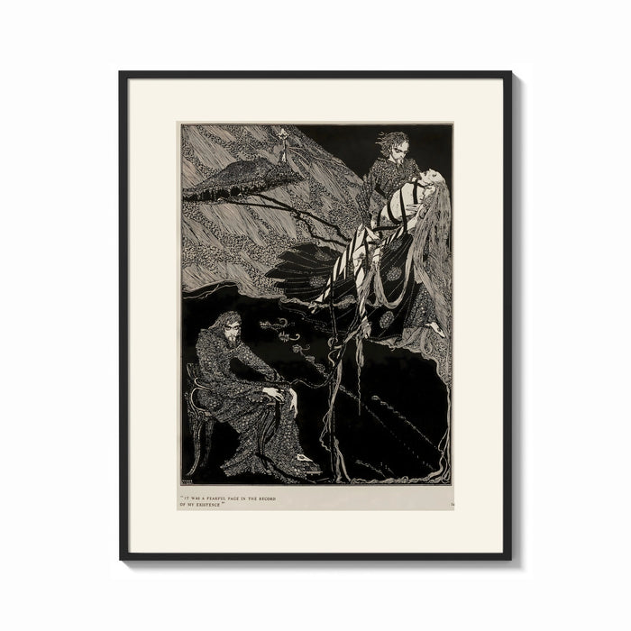 Framed Man carrying pale woman, seated figure print shown as a bold statement piece on a clean gallery wall