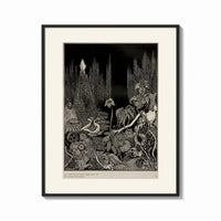 Framed Robed figure atop dark mound print shown as a bold statement piece on a clean gallery wall