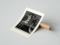 Rolled Elegant Venetian noblewoman with courtiers poster beside its crush-resistant kraft shipping tube