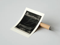 Rolled Buried man in coffin underground poster beside its crush-resistant kraft shipping tube
