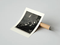 Rolled Bound man swarmed by rats poster beside its crush-resistant kraft shipping tube
