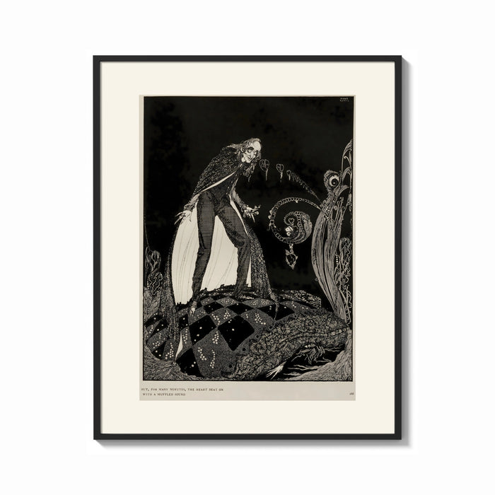 Framed Gaunt sinister man over hidden figure print shown as a bold statement piece on a clean gallery wall