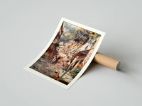Rolled Cobbled village street with boy and donkey poster beside its crush-resistant kraft shipping tube
