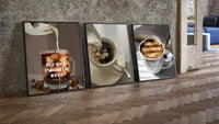 Coffee Cup Set of 3 leaning on parquet beside a vintage loft door