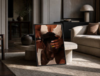 Combing Hair with Painted Nails print on the floor, leaning against a travertine table