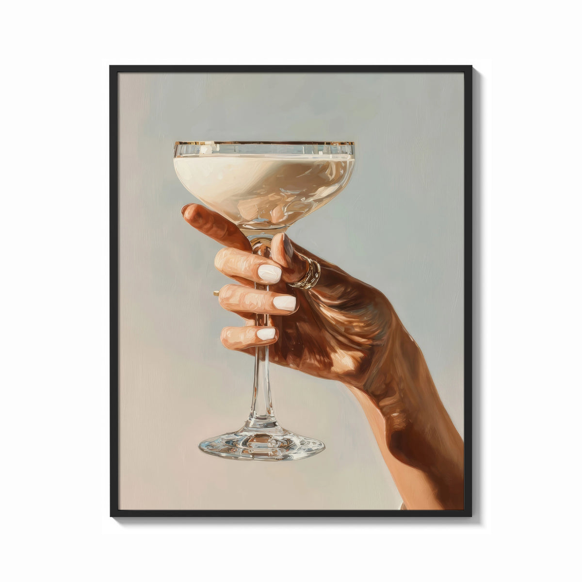 Framed Cream Coupe Cocktail print shown as a bold statement piece on a clean gallery wall