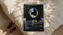 Daft Punk Random Access Memories Helmets framed print styled on a bed with sneakers alongside