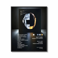 Framed Daft Punk Random Access Memories Helmets print shown as a statement piece on a gallery wall