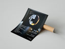 Daft Punk Random Access Memories Helmets poster print laid beside its crush-resistant shipping tube