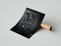 Black & Gold Playing Card poster rolled beside its crush-resistant shipping tube