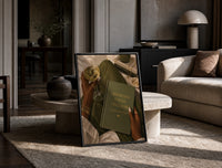 Discipline Today Freedom Tomorrow print on the floor, leaning against a travertine table