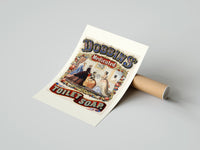 Rolled Victorian women in ornate dresses poster beside its crush-resistant kraft shipping tube