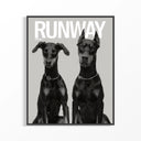 Doberman Pinscher Portrait Duo poster print in black frame featuring chain collars with elegant poses