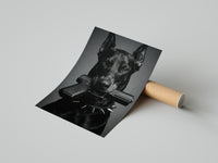 Doberman Pistol Spiked Collar poster rolled beside its crush-resistant shipping tube