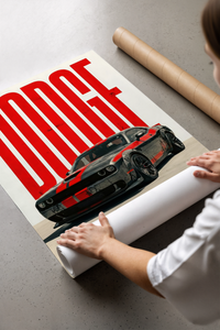 Dodge Challenger SRT Muscle Car poster from a protective brown cardboard tube