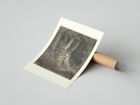 Rolled Robed man in dark forest poster beside its crush-resistant kraft shipping tube