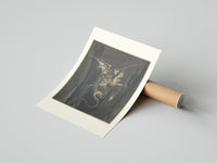 Rolled Winged monster carrying two figures poster beside its crush-resistant kraft shipping tube