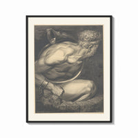 Framed Chained muscular giant with crown print shown as a bold statement piece on a clean gallery wall