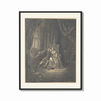 Framed Lovers embracing on ornate throne print shown as a bold statement piece on a clean gallery wall