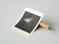 Rolled Two robed figures in rocky gorge poster beside its crush-resistant kraft shipping tube