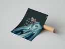 Unframed Drake If You're Reading This It's Too Late poster leaning against cardboard shipping tube on white surface