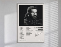 Drake Scorpion poster framed in white on a clean gallery wall