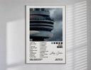Drake Views poster framed in white on a clean gallery wall