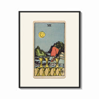 Framed Figure walking away from eight cups print shown as a bold statement piece on a clean gallery wall