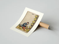 Rolled Craftsman carving pentacle coins poster beside its crush-resistant kraft shipping tube