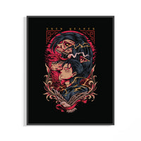 Framed Eren Yeager Titan profile illustration print displayed as a statement piece