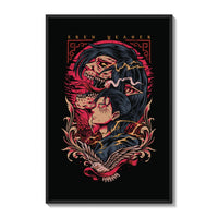 Eren Yeager Titan profile illustration poster framed on a white gallery wall