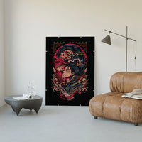Eren Yeager Titan profile illustration poster framed in a luxury living-room setting