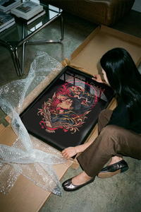 The Eren Yeager Titan profile illustration poster shown across its range of print sizes