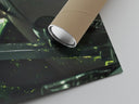Matte paper-texture close-up of the Anime boy with green eye print
