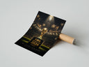 Rolled FIFA World Cup trophy on pedestal poster beside its crush-resistant kraft shipping tube