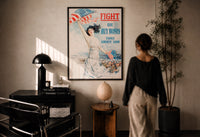 Black-framed Fight or Buy Bonds Third Liberty Loan print on the floor in front of a dark wooden console
