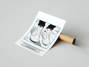 Flat lay of Nike Have a Nice Day streetwear typography poster set with cardboard shipping tube