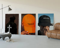 Forgiven and Trusting God Set of 3 displayed beside a brown leather sofa