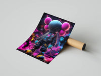 Neon KAWS-style wall art trio in bright colours suited to gaming rooms and modern spaces