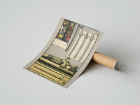 Gently curled Four of Swords print beside its protective shipping tube
