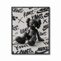 Framed Sitting KAWS Companion framed poster print shown as a bold statement piece on a clean gallery wall