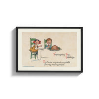 Framed Frances Brundage Thanksgiving Day Greetings print shown as a wide statement piece on a clean white wall