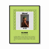 Framed Man covering face album cover print shown as a bold statement piece on a clean gallery wall