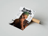 Rolled Frank Ocean with green hair poster beside its crush-resistant kraft shipping tube