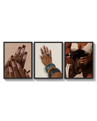 French Tips and Painted Nails Set of 3 arranged on a bright gallery wall